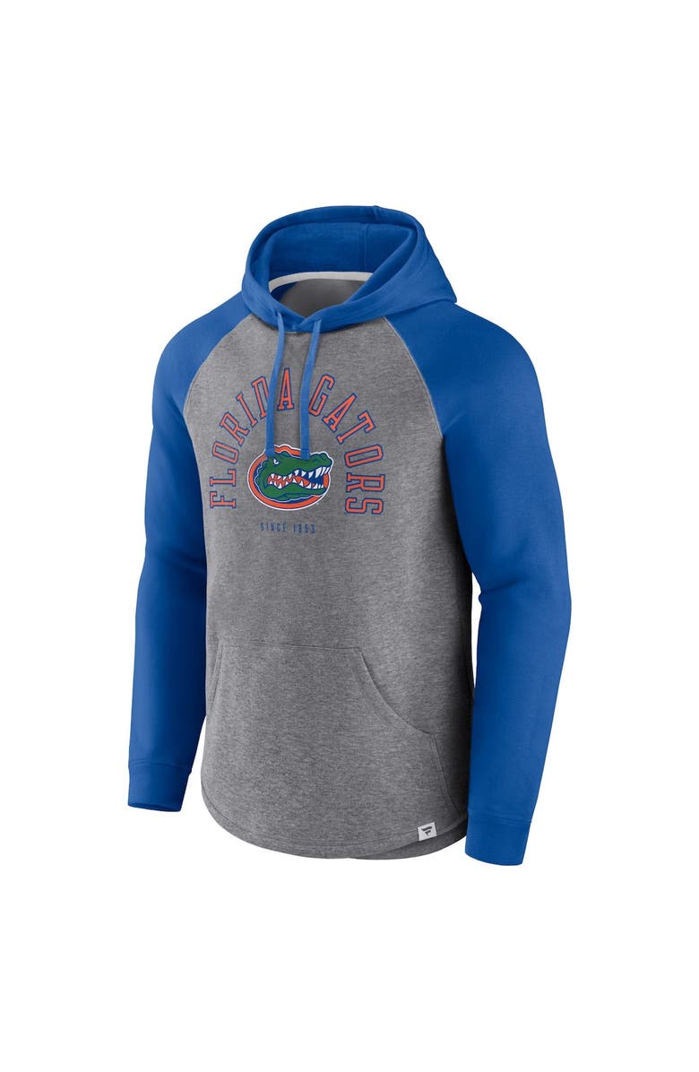 FANATICS Men's Fanatics Branded Royal/Heather Gray Florida Gators Wrap Up Raglan Pullover Hoodie, Alternate, color, Royal