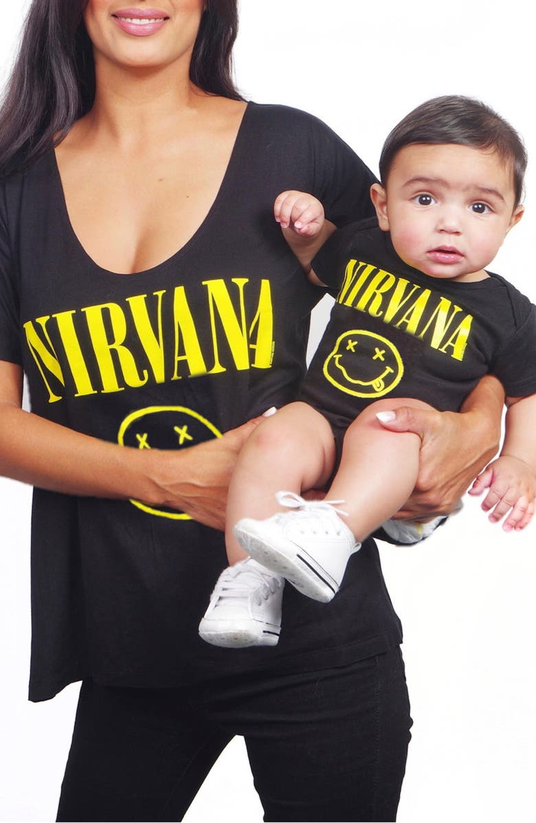 VIP MAMA Nirvana Maternity Graphic Tee & Baby Bodysuit Set, Alternate, color,