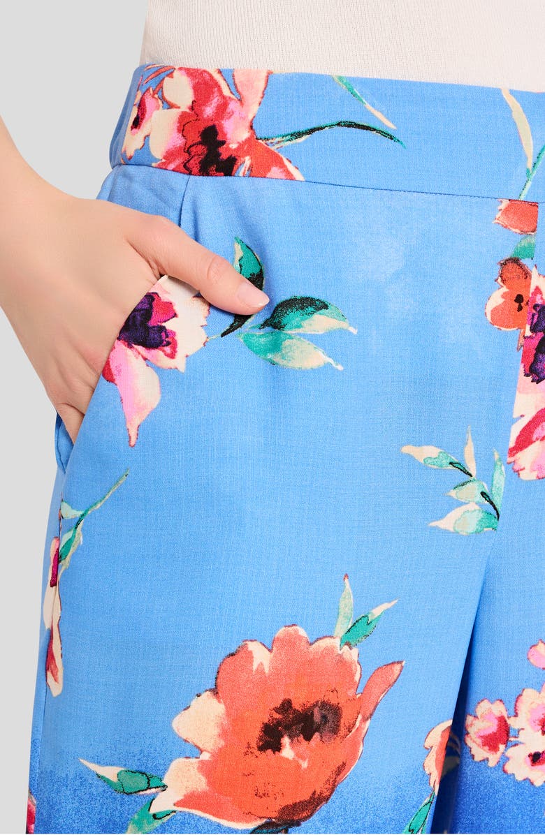 Tahari ASL Floral Wide Leg Pants, Alternate, color, Peri Floral