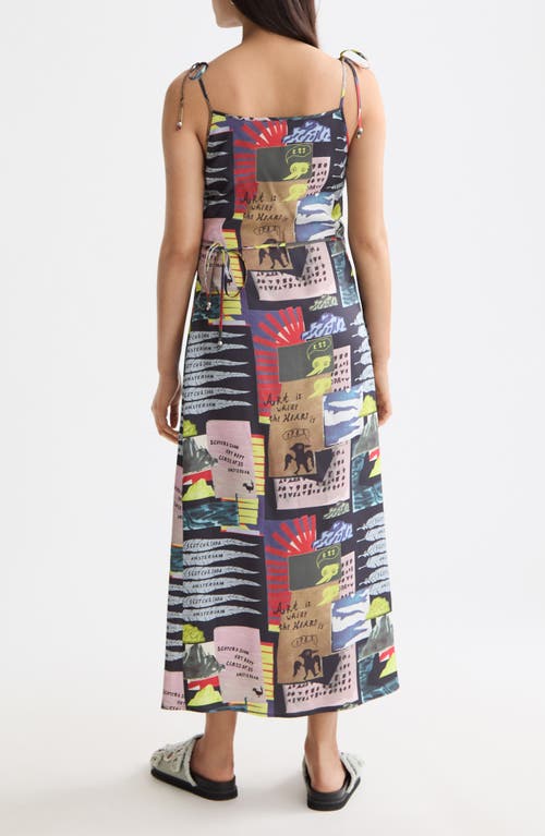 Scotch & Soda Tie Strap Midi Slip Sundress In Multi