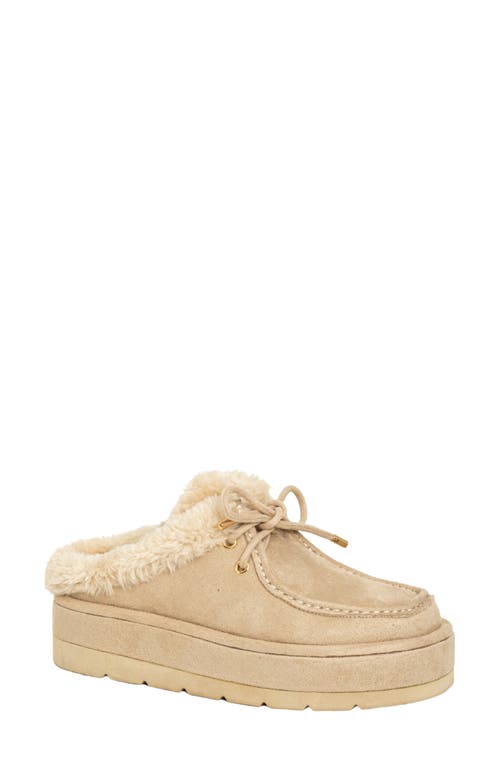 Shushop Tulsa Faux Fur Platform Slipper In Neutral