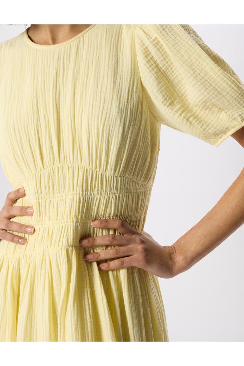 Gathered Textured Midi Dress, Alternate, color, Butter