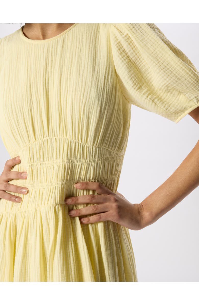 Whistles Gathered Textured Midi Dress, Alternate, color, Butter