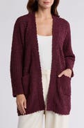 Bobeau Open Front Patch Pocket Popcorn Cardigan