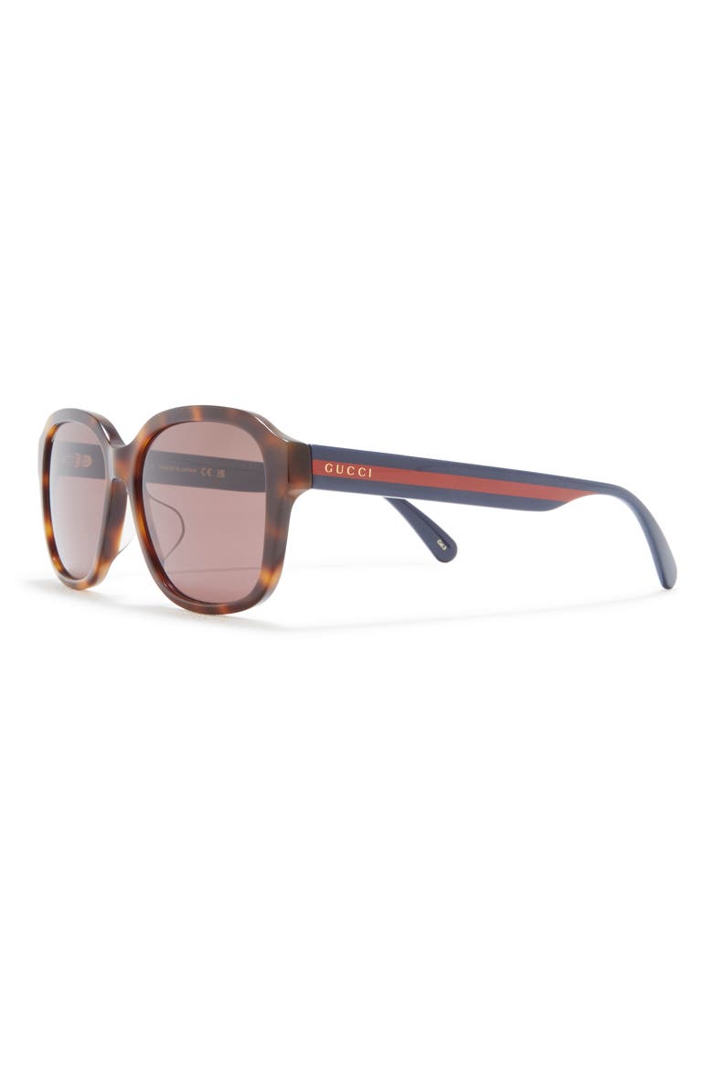 57mm Square Sunglasses, Alternate, color, HAVANA BLUE BROWN
