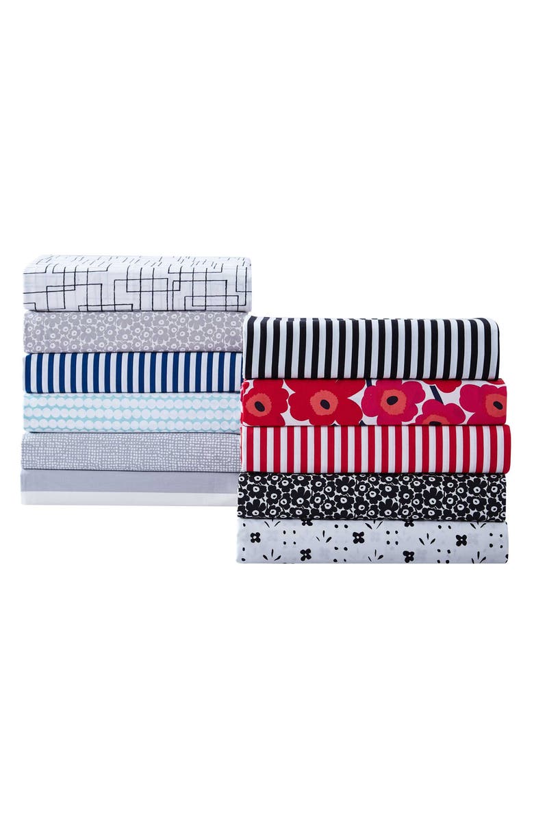 Marimekko Orkanen 200 Thread Count Cotton Full Sheet Set, Alternate, color, Open Medium Grey