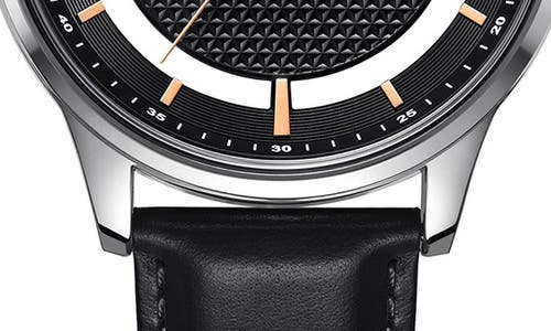 Kenneth Cole Quartz Leather Strap Watch, 45mm In Black