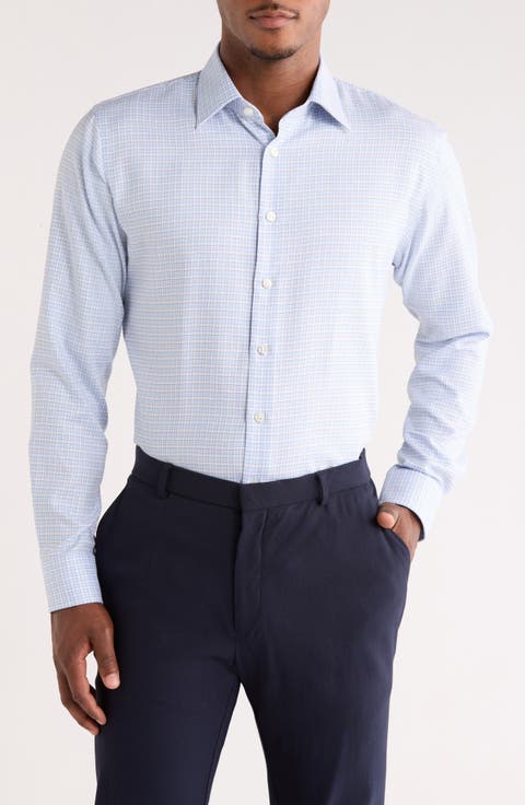 Trim Fit Check Premium Non Iron Cotton Button-Up Shirt (Regular, Big & Tall)