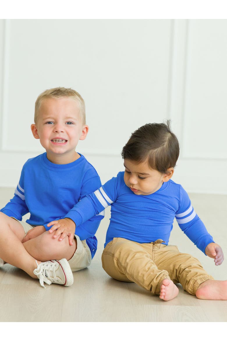 Baby Boys Racing Stripe Long Sleeve Bodysuit, Alternate, color, Sonic Blue