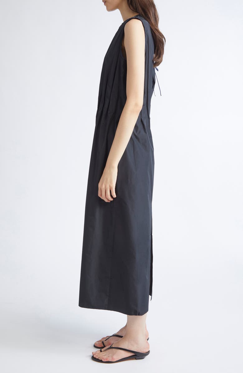 NACKIYÈ Go Lightly Pleated Satin Sleeveless Dress, Alternate, color, Noir