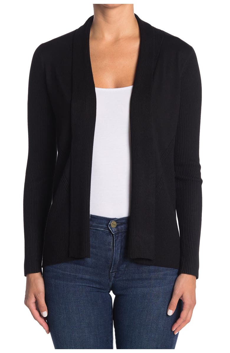 M Magaschoni Ribbed Shawl Collar Open Front Cardigan, Alternate, color,