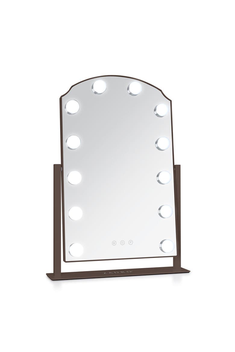 Scalloped Edge Hollywood LED Vanity Mirror, Main, color, Chocolate