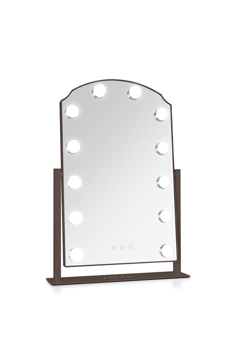 Zadro Scalloped Edge Hollywood LED Vanity Mirror, Main, color, Chocolate
