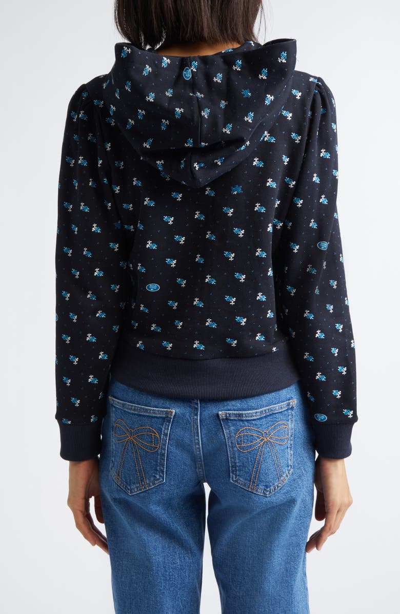 Sandy Liang Cardomom Floral Print Full Zip Hoodie, Alternate, color, 