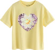 NEXT Kids' Daisy Heart Sequin Cotton T-Shirt