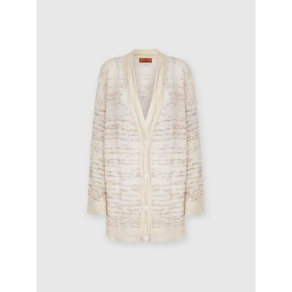 Shop Missoni Oversized Viscose, Alpaca And Wool Cardigan In Orange & Pink
