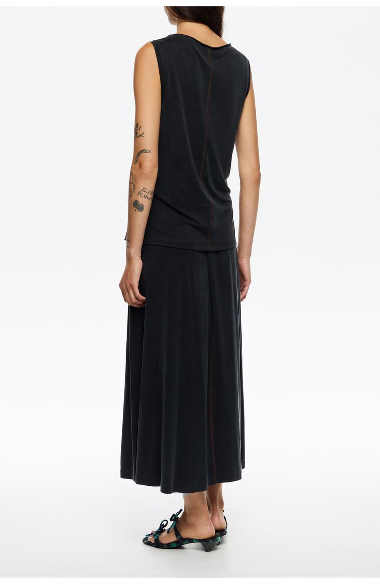 Bimba y Lola Cupro A-Line Skirt, Alternate, color, Washed Black