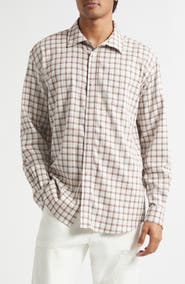 PALMES Plaid Cotton & Wool Button-Up Shirt