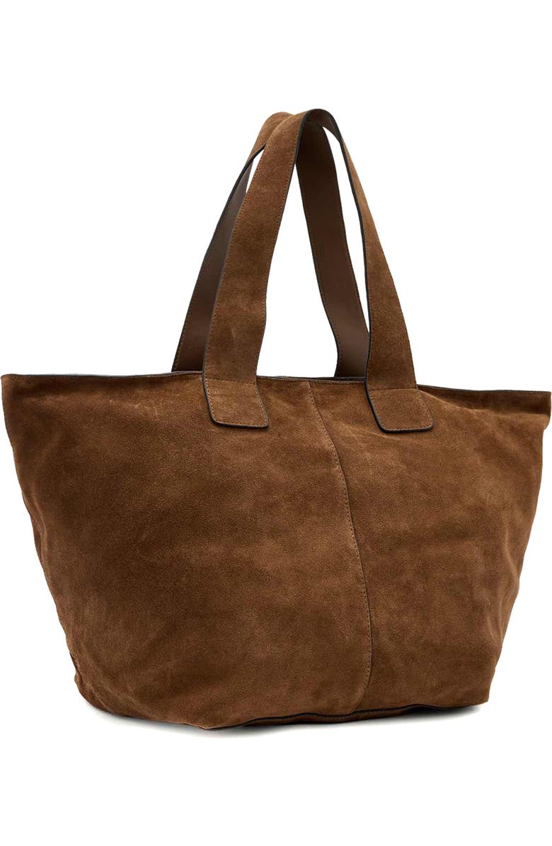 AllSaints Jean Rey Suede Tote, Alternate, color, Sugar Brown
