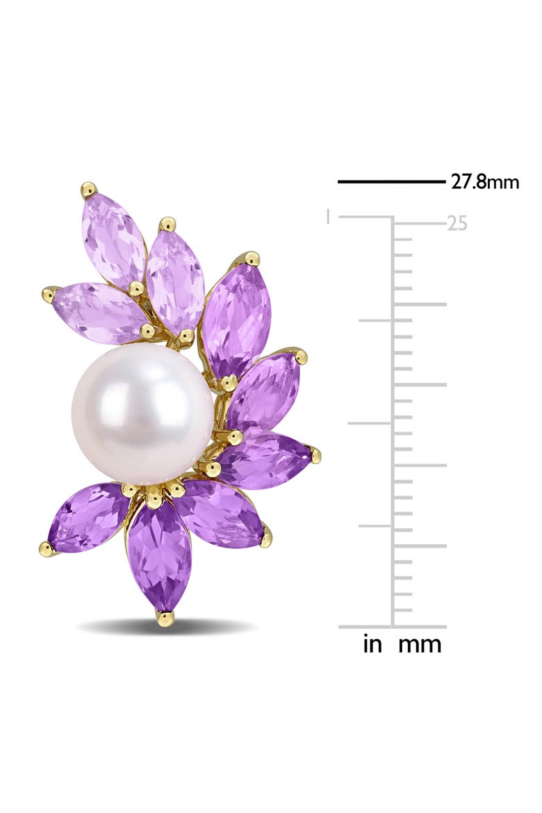 Cultured Freshwater Pearl & Amethyst Stud Earrings, Alternate, color, PURPLE
