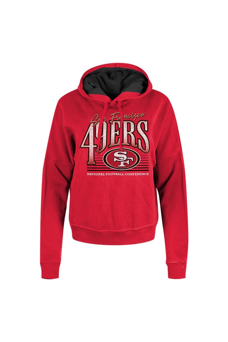 Women's New Era Scarlet San Francisco 49ers Boxy Pullover Hoodie, Alternate, color, Scarlet