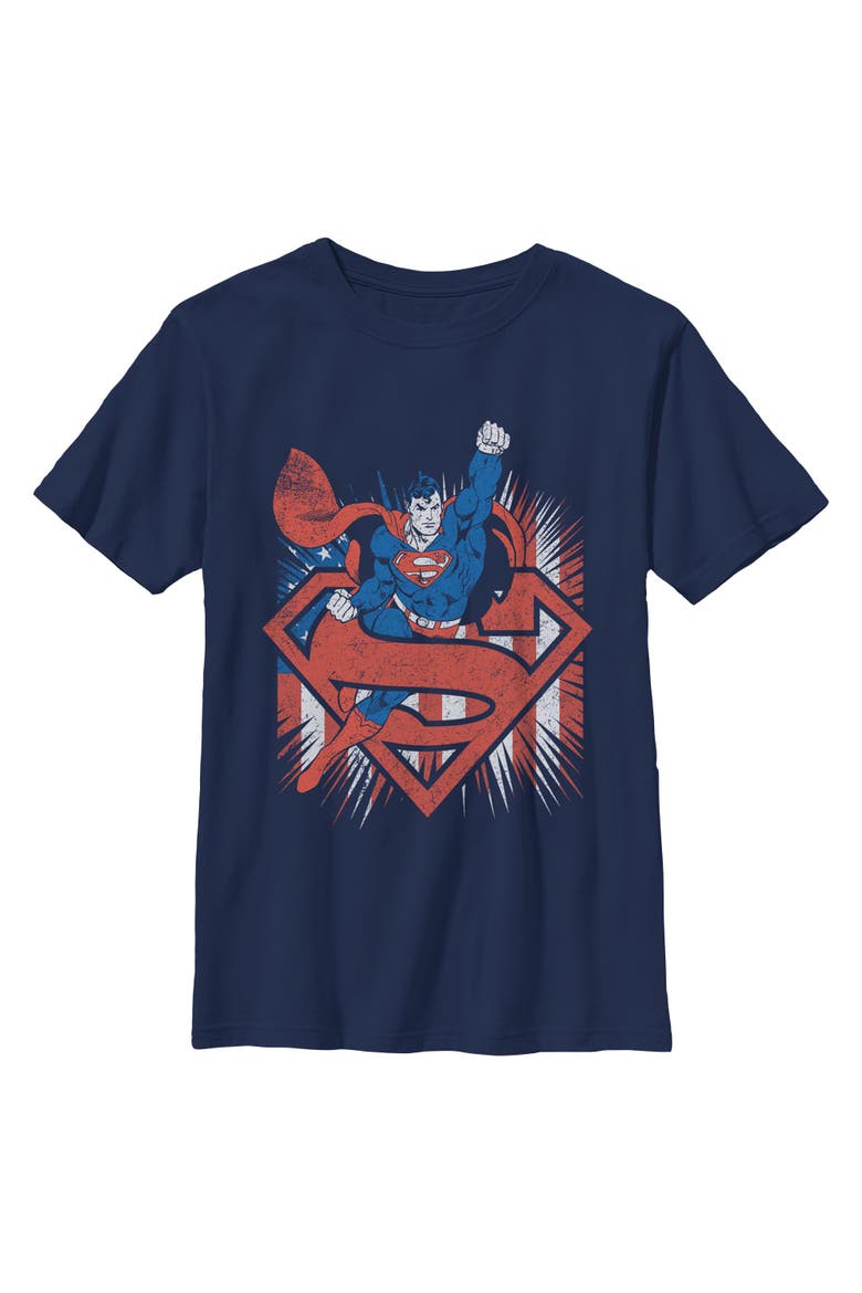 Boy's Superman Festive Pose  Graphic T-Shirt, Main, color, Navy Blue