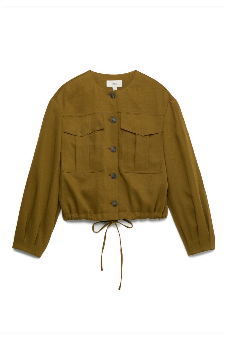 Collarless Jacket, Alternate, color, MOSSY BROWN