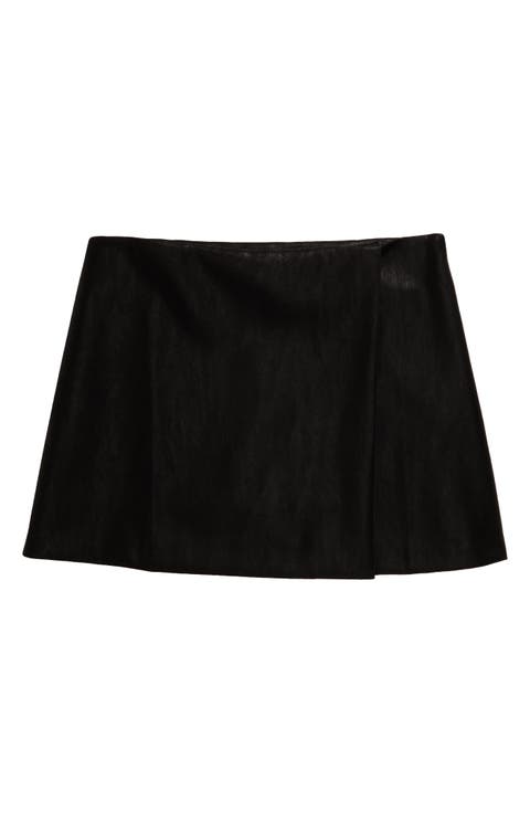 Kids' Faux Leather Wrap Front Skort (Big Kid)