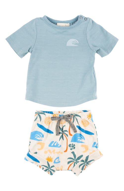 Miki Miette Christopher Cotton Graphic T-shirt & Tropical Print Shorts Set