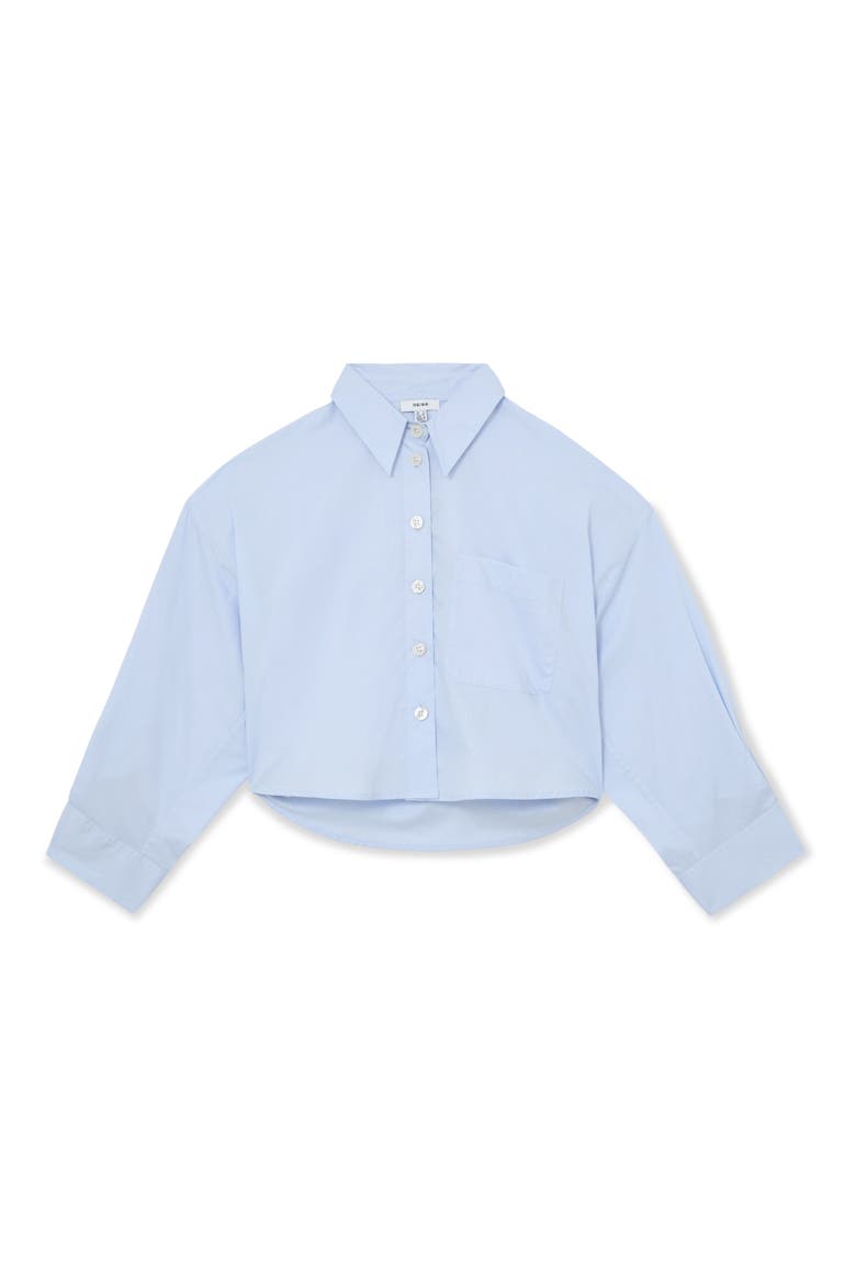 Solenge Boxy Cotton Button-Up Shirt, Alternate, color, BLUE