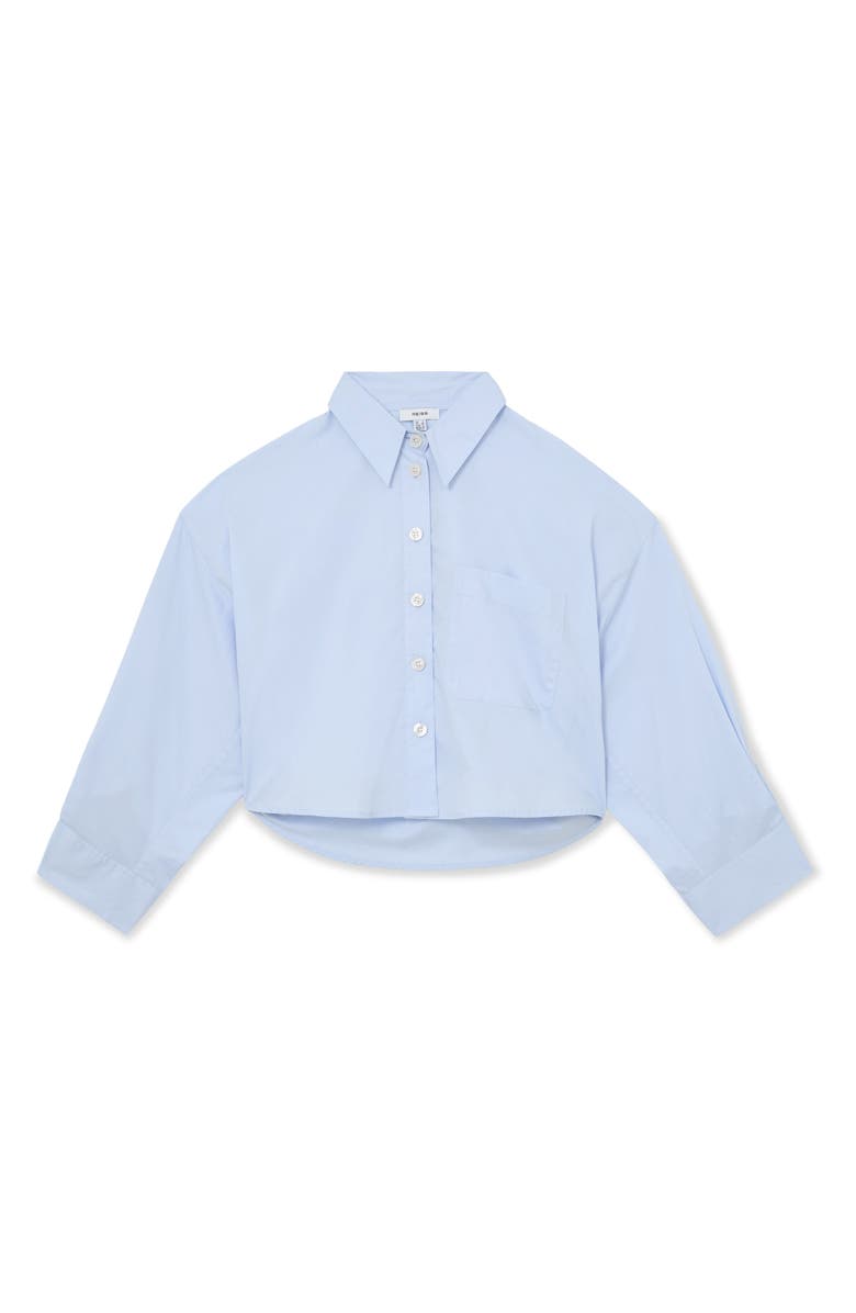 Reiss Solenge Boxy Cotton Button-Up Shirt, Alternate, color, Blue