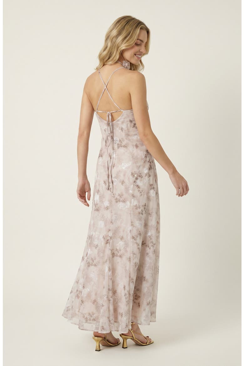 Floral Satin Maxi Dress, Alternate, color, Blush