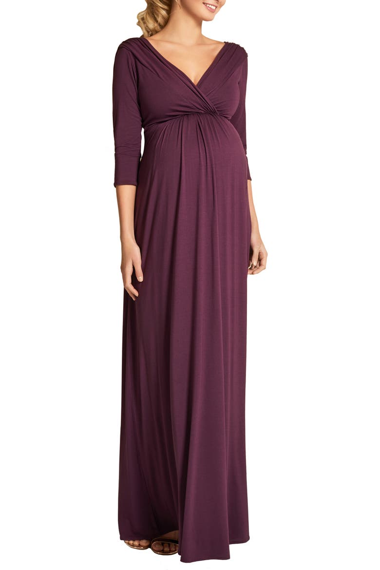 Willow Maternity Gown, Main, color, CLARET