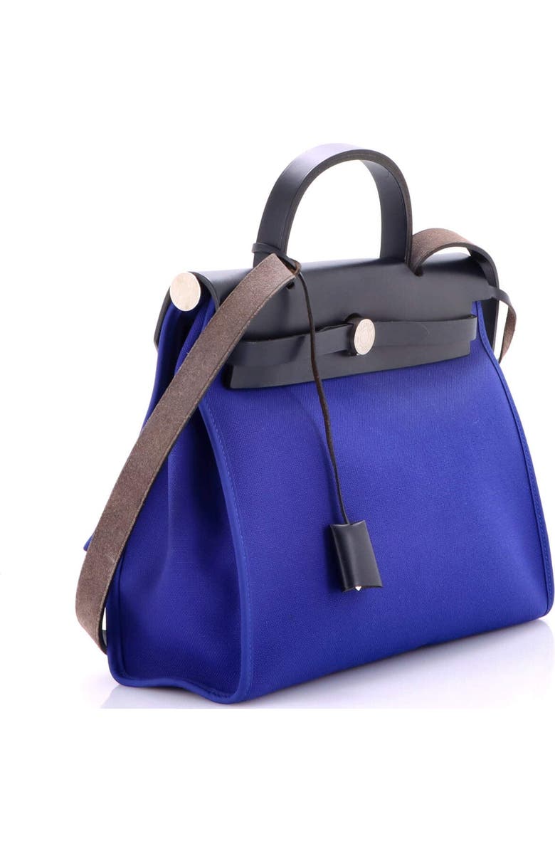 Pre-Owned Hermes Herbag Zip Leather and Toile 31, Alternate, color, Bleu Royal