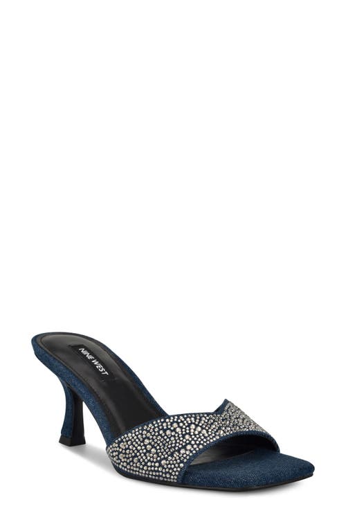Nine West Women's Rokke Slip-on Tapered Heel Sandals In Dark Blue 400