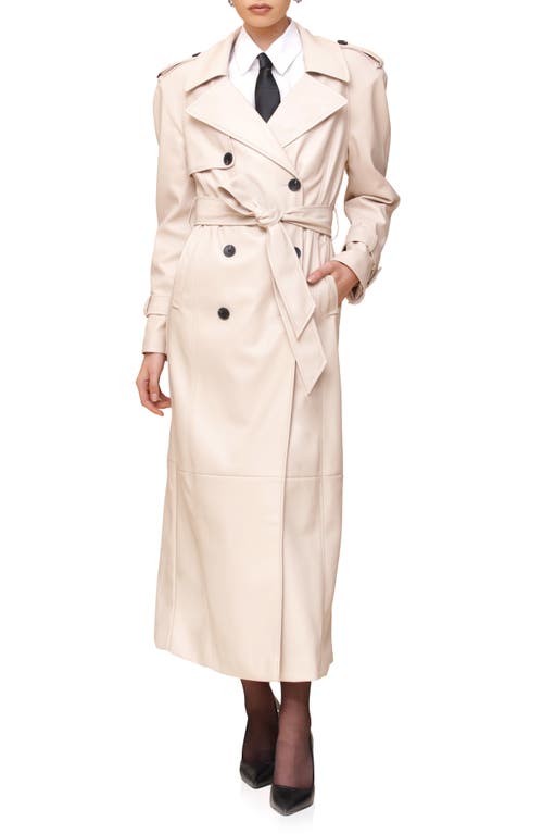 Avec Les Filles Faux-Ever Leather™ Maxi Trench Coat in Birch 