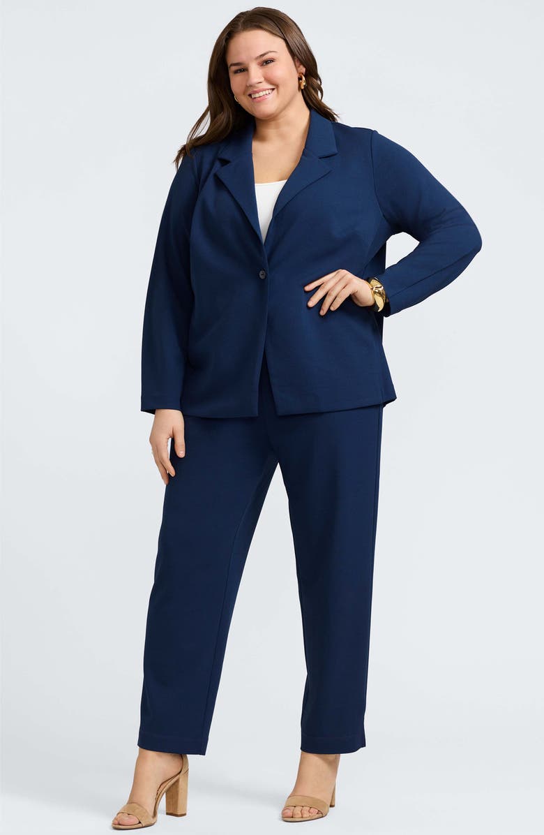 Foxcroft Morgan Crepe Knit Blazer, Alternate, color, Navy