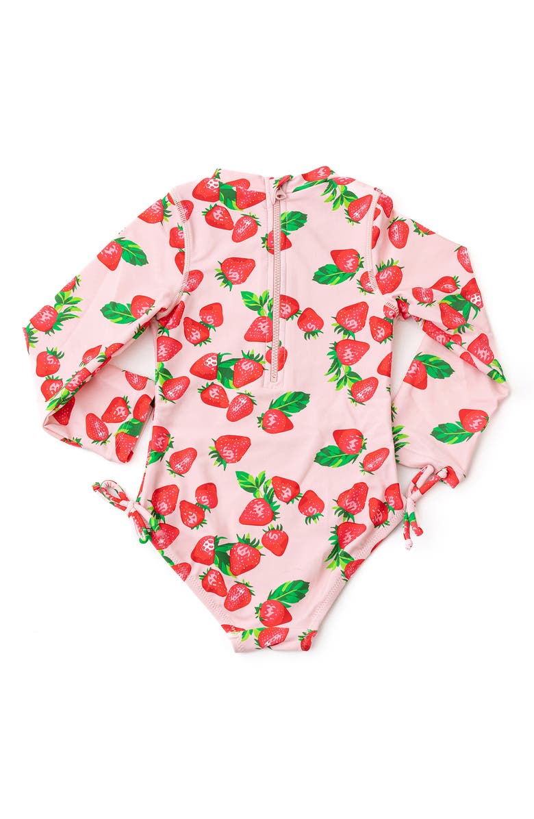 Shade Critters Kids' Strawberry Long Sleeve UPF 50+ One-Piece Rashguard Swimsuit, Alternate, color, Pink