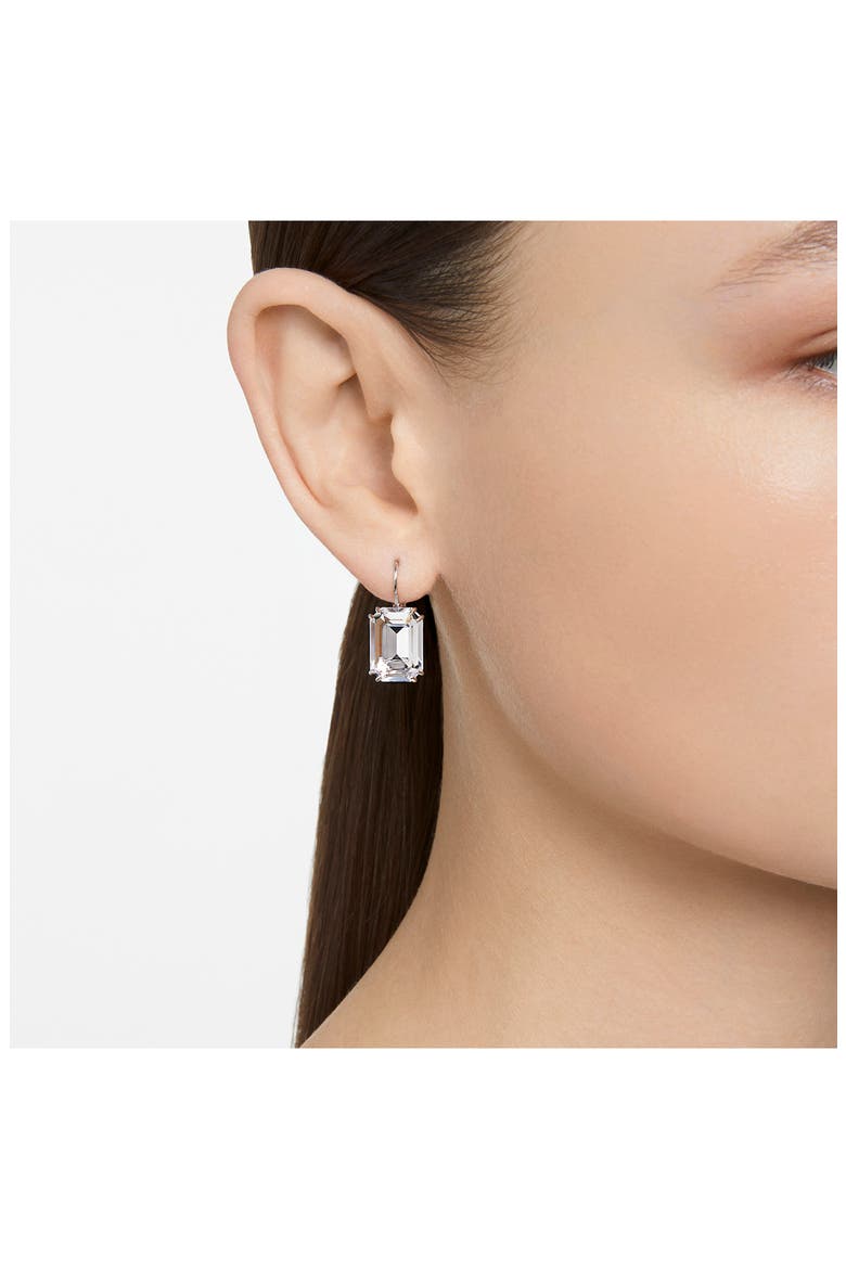 Millenia Octagon Crystal Drop Earrings, Alternate, color, SILVER
