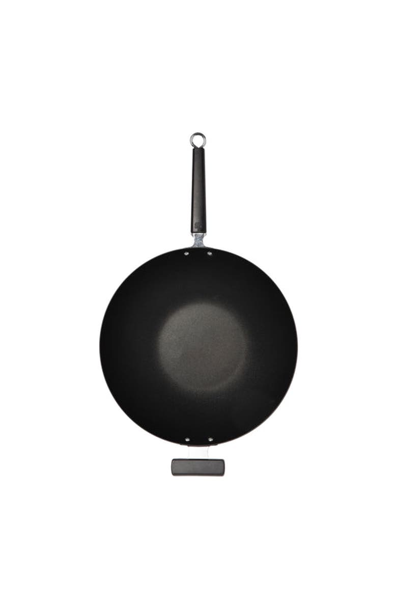 JOYCE CHEN Carbon Steel Ceramic Nonstick Flat Bottom Wok with Phenolic Handles, 14-Inch, Alternate, color, Black