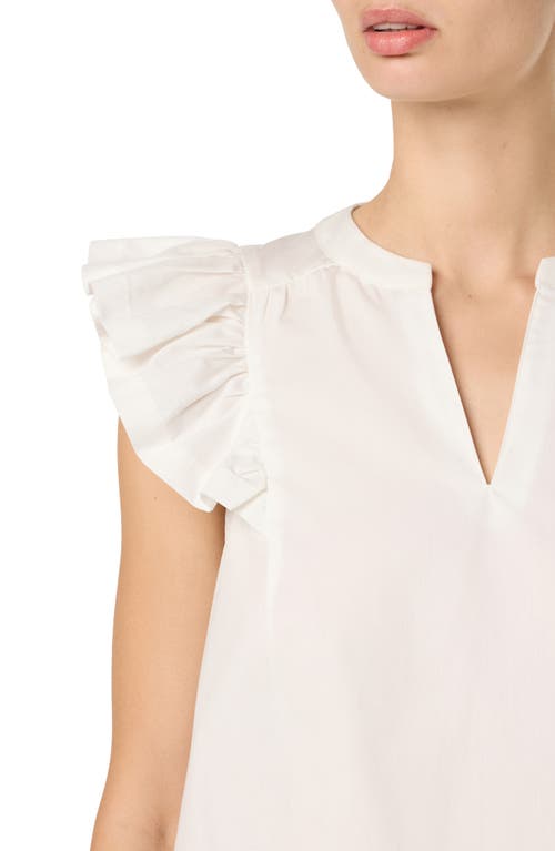 Joe's Split Neck Flutter Sleeve Top In White