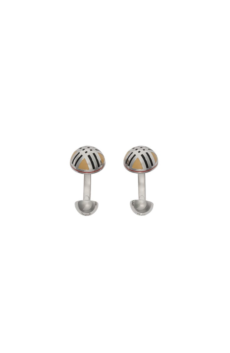 Burberry Enamel Check Cufflinks, Main, color, Silver