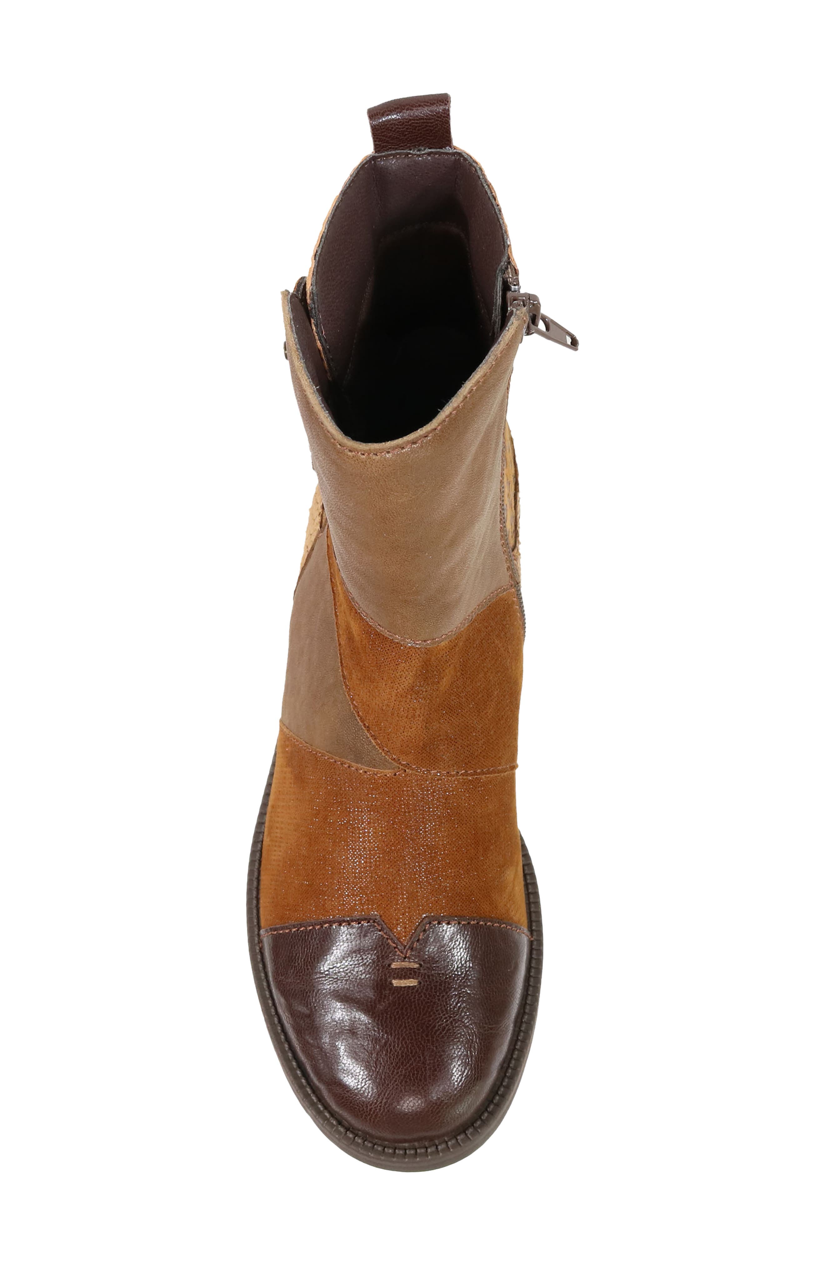 Surprise Patchwork Leather Bootie, Alternate, color, BROWN LEATHER