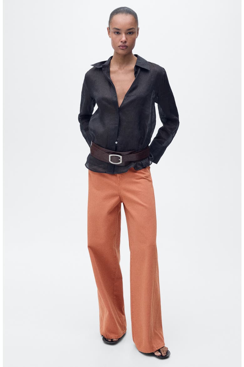 Mid Rise Baggy Ultra Wide Leg Jeans, Alternate, color, BURNT ORANGE