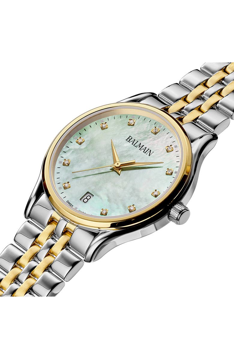Balmain Beleganza Diamond Bracelet Watch, 32mm, Alternate, color, Bicolor Stainless Steel