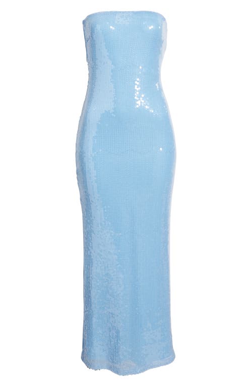 Rare London Sequin Bandeau Gown In Blue