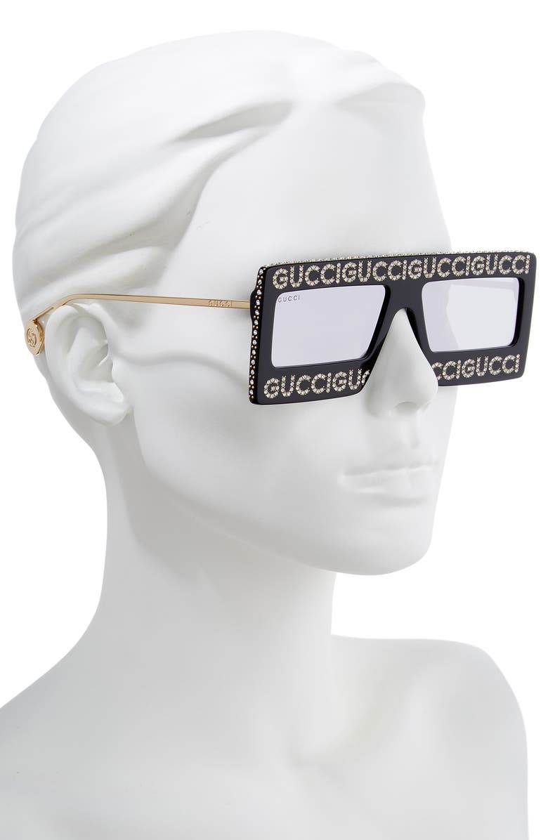 Gucci 60mm Mask Rectangular Sunglasses, Alternate, color, 