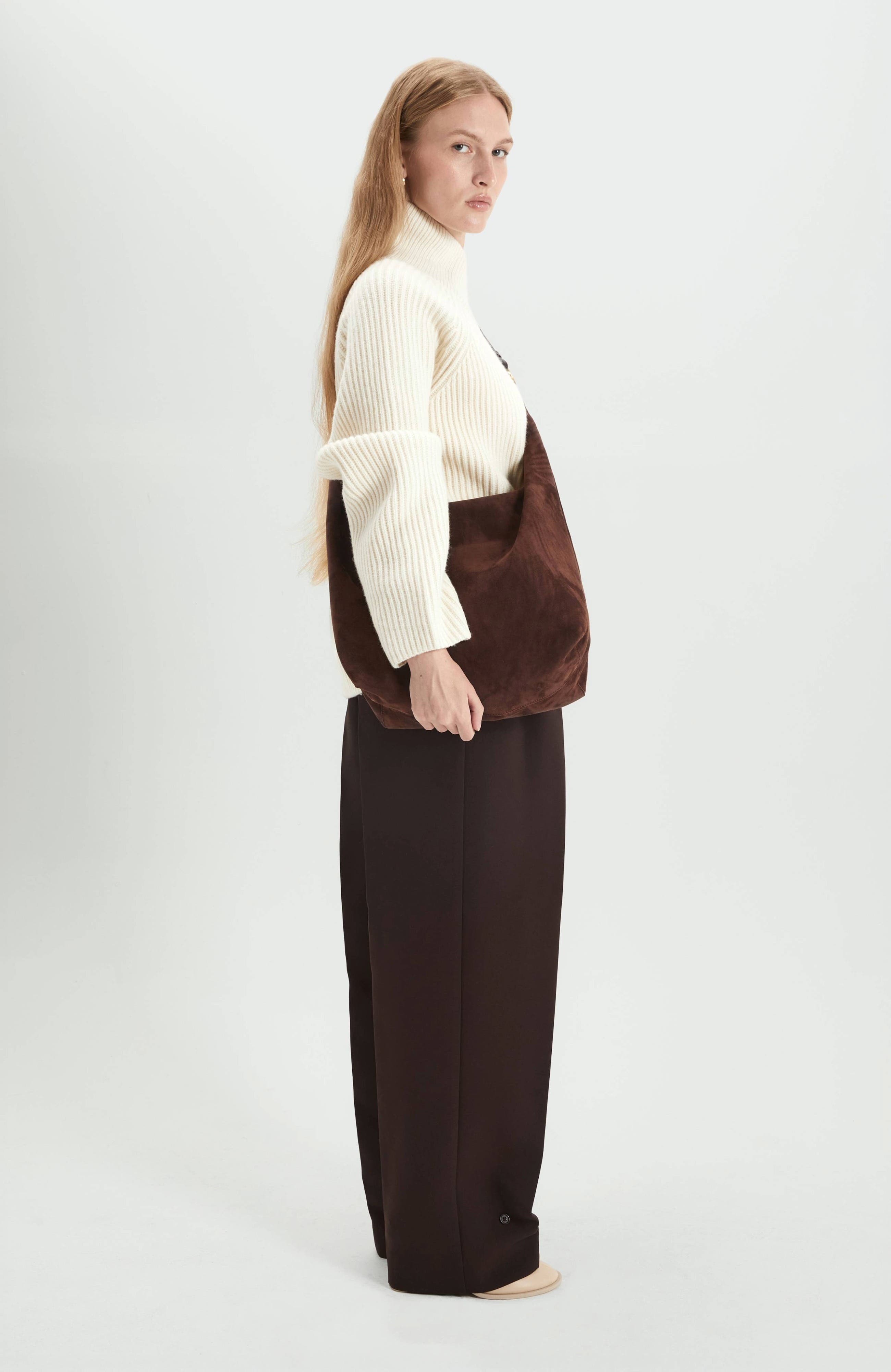 Leather Convertible Hobo Ring Bag, Alternate, color, Chocolate Suede