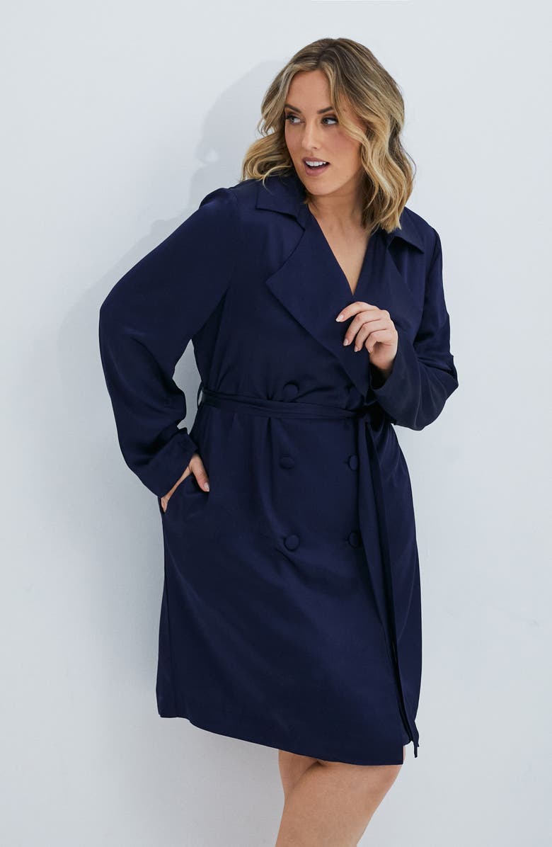 Estelle Samantha Satin Trench Coat, Alternate, color, 