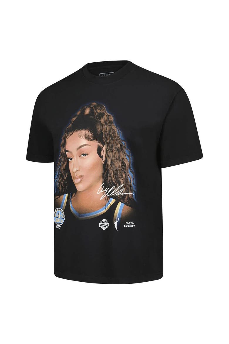 Unisex Playa Society Angel Reese Black Chicago Sky Sketch T-Shirt, Alternate, color, Black